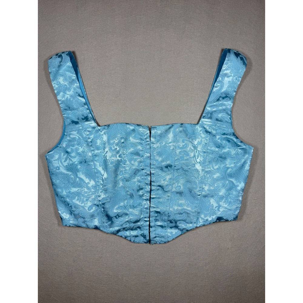 Princess Polly Blue Jacquard Corset Floral Paisley Ren Faire Fairy Coquette 10